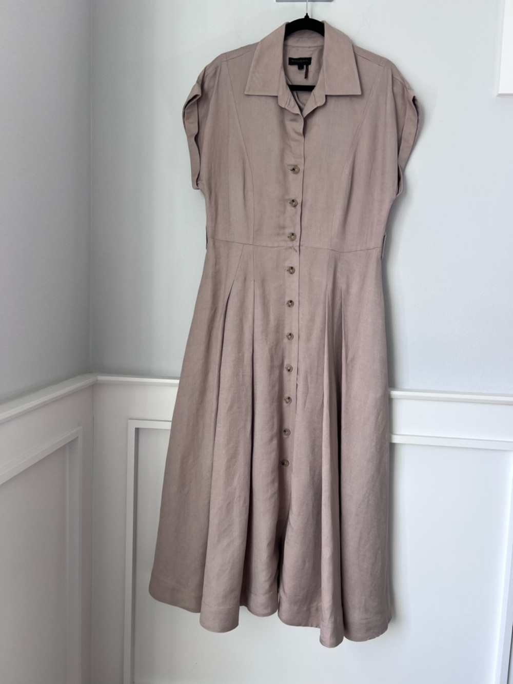 Donna Karan Beige Shirt Midi Dress size 8 - Picture 5 of 14